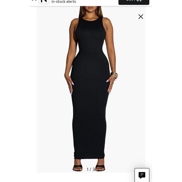 Naked Wardrobe Women's Black Suede Tight Maxi Dress XL - Picture 1 of 4